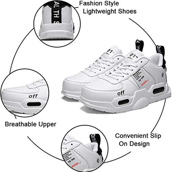 Unisex Low Top Sport Athletic Shoes-White - Picture 3 of 8